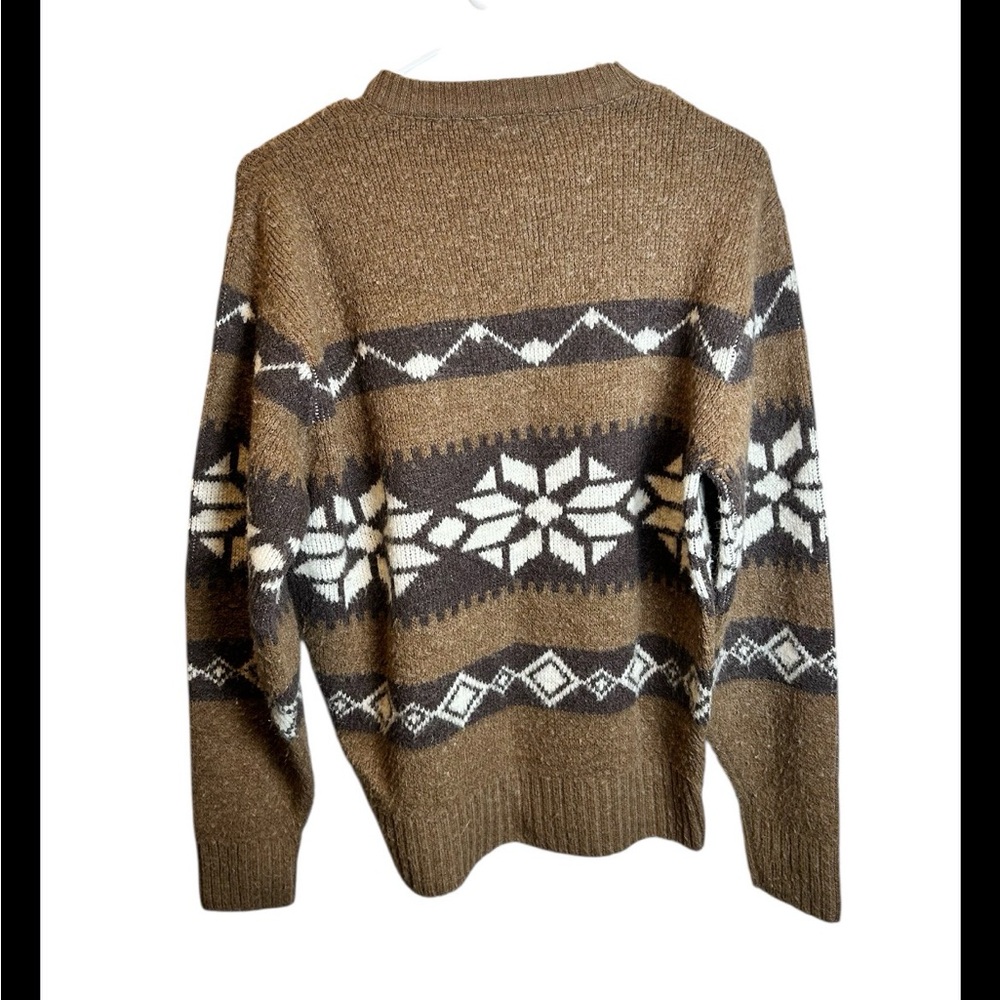 Vintage Brown Fair Isle Campus Sweater Made In USA Men’s Size Medium - Picture 3 of 5